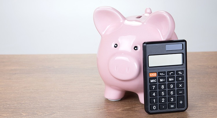Piggybank and calculator