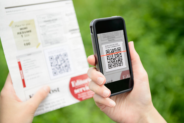 Man scanning a QR code