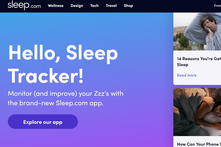 Sleep.com home page